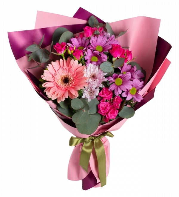 Pembe Papatya Çardak Gül ve Gerbera Buketi
