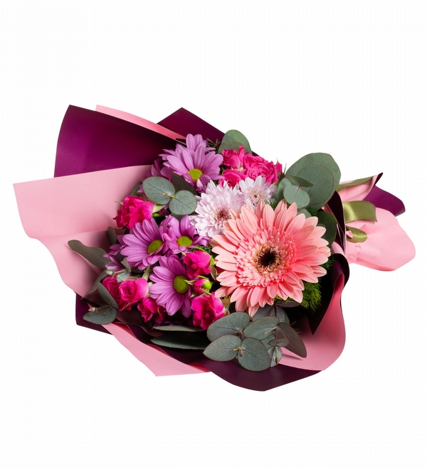 Pembe Papatya Çardak Gül ve Gerbera Buketi