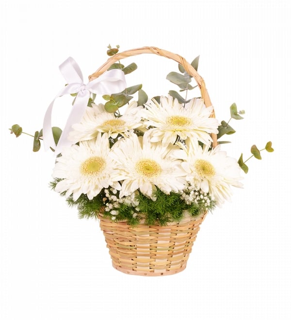 Beyaz Gerbera Sepeti