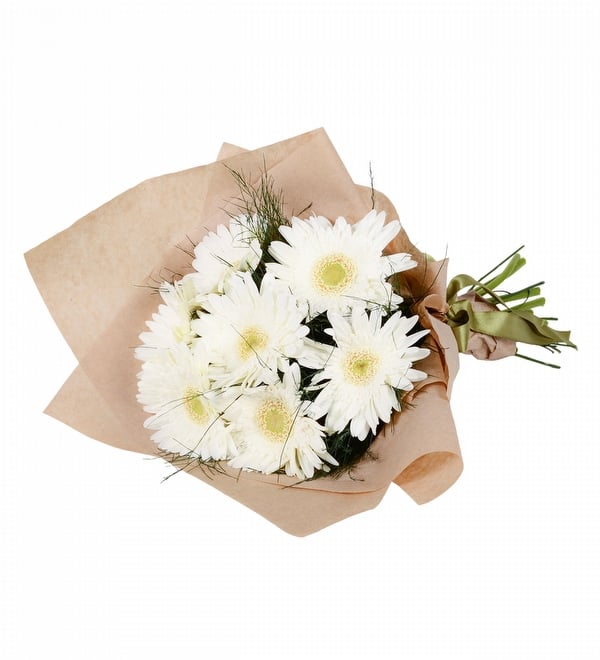 Kraft Ambalajda 7 Adet Beyaz Gerbera