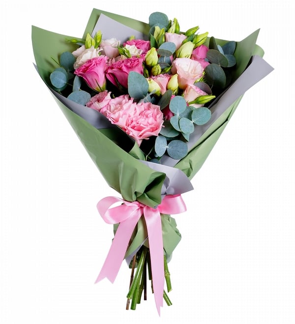 Yeşil Ambalajda Pembe Lisyantuslar