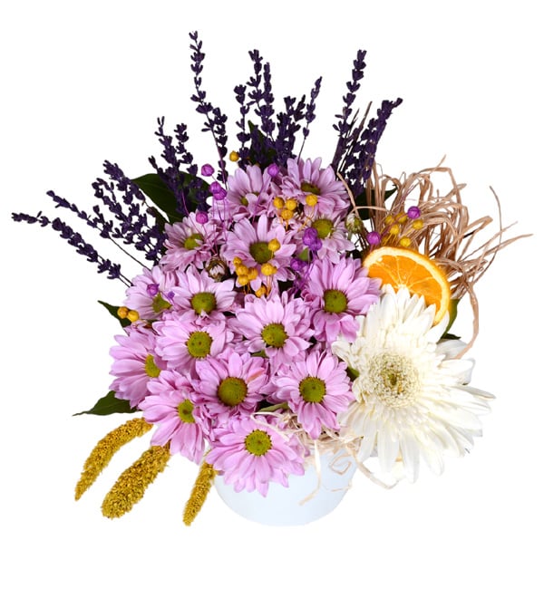 Great Love Vazoda Beyaz Gerbera ve Pembe Papatyalar