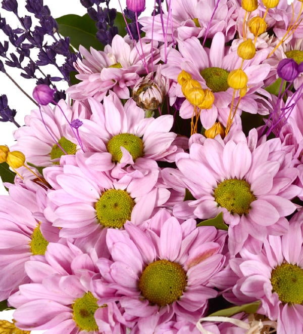 Great Love Vazoda Beyaz Gerbera ve Pembe Papatyalar