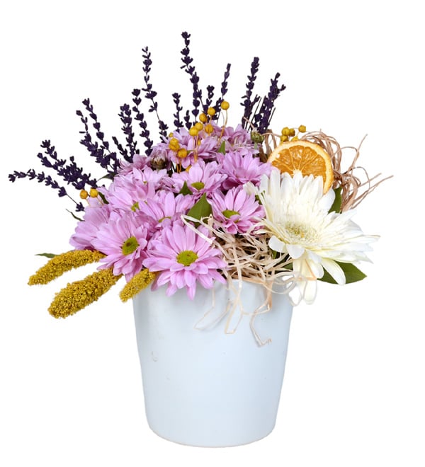 Great Love Vazoda Beyaz Gerbera ve Pembe Papatyalar