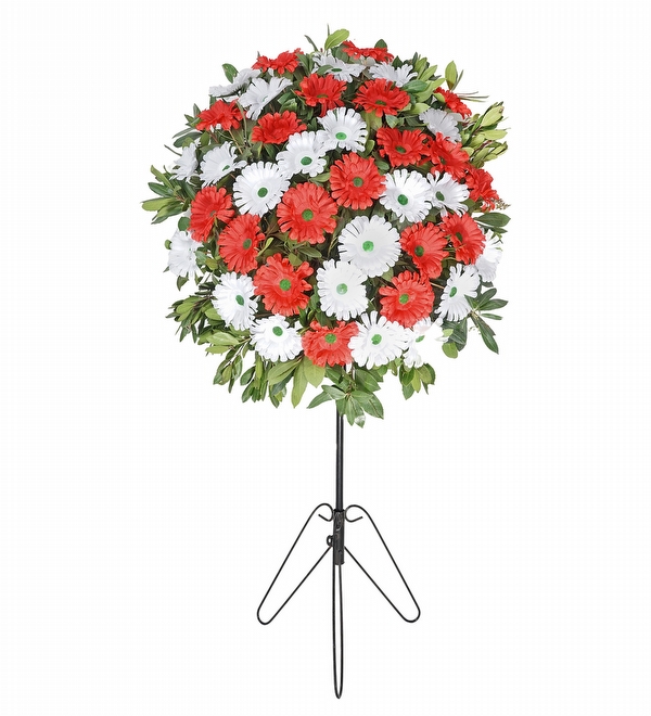 Kırmız Beyaz Gerbera Ferforje Aranjmanı