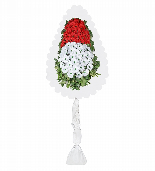 Tasarım Çelenk Kırmızı ve Beyaz Gerbera