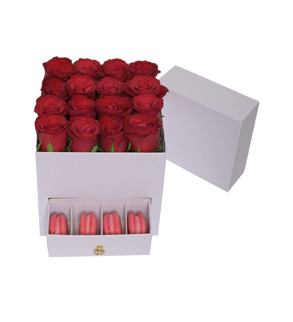 Amour Rouge Gül ve Macaron