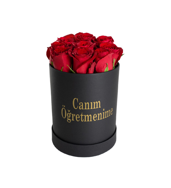 Öğretmenime Kutuda Kırmızı Güller