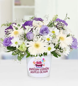 Nice Yıllara Gerbera ve Lisyantus Aranjmanı