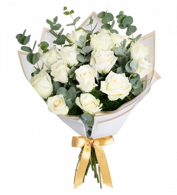 Okaliptus ve 15 Adet Beyaz G�l Demeti