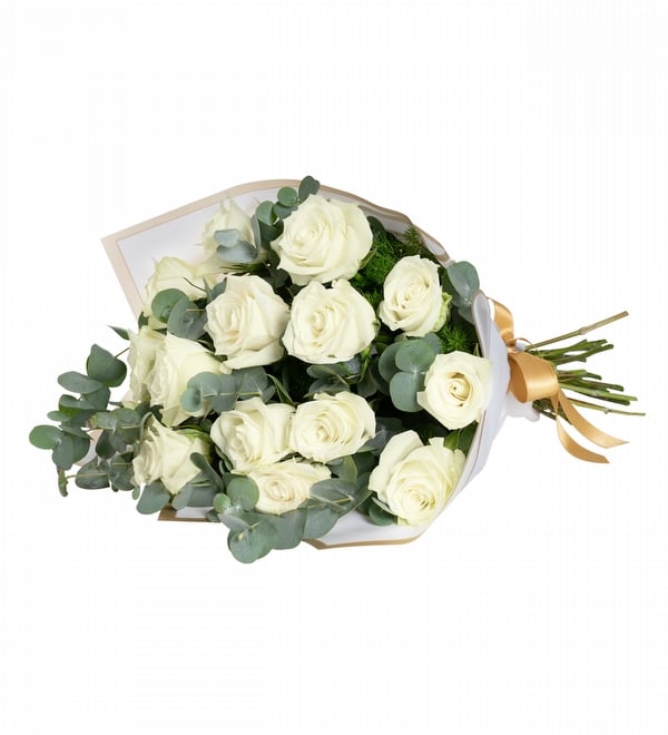 Okaliptus ve 15 Adet Beyaz G�l Demeti