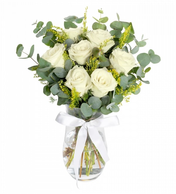 7 li Beyaz G�l Vazosu ve Soliler