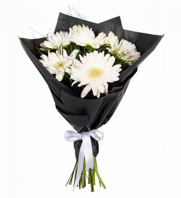 5 Adet Beyaz Gerbera Buketi